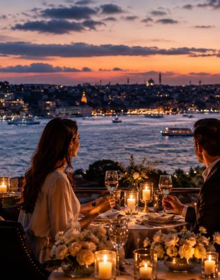 Romantic private dinner setting in Istanbul